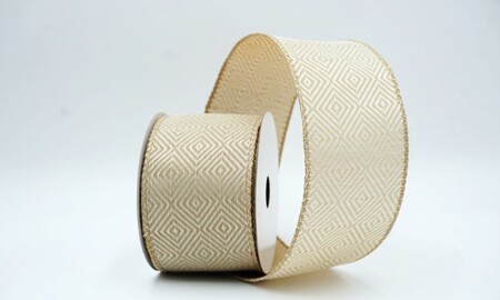 Lichtbruin geometrisch ruitpatroon tweed draadlint_KW0477GC-13-183